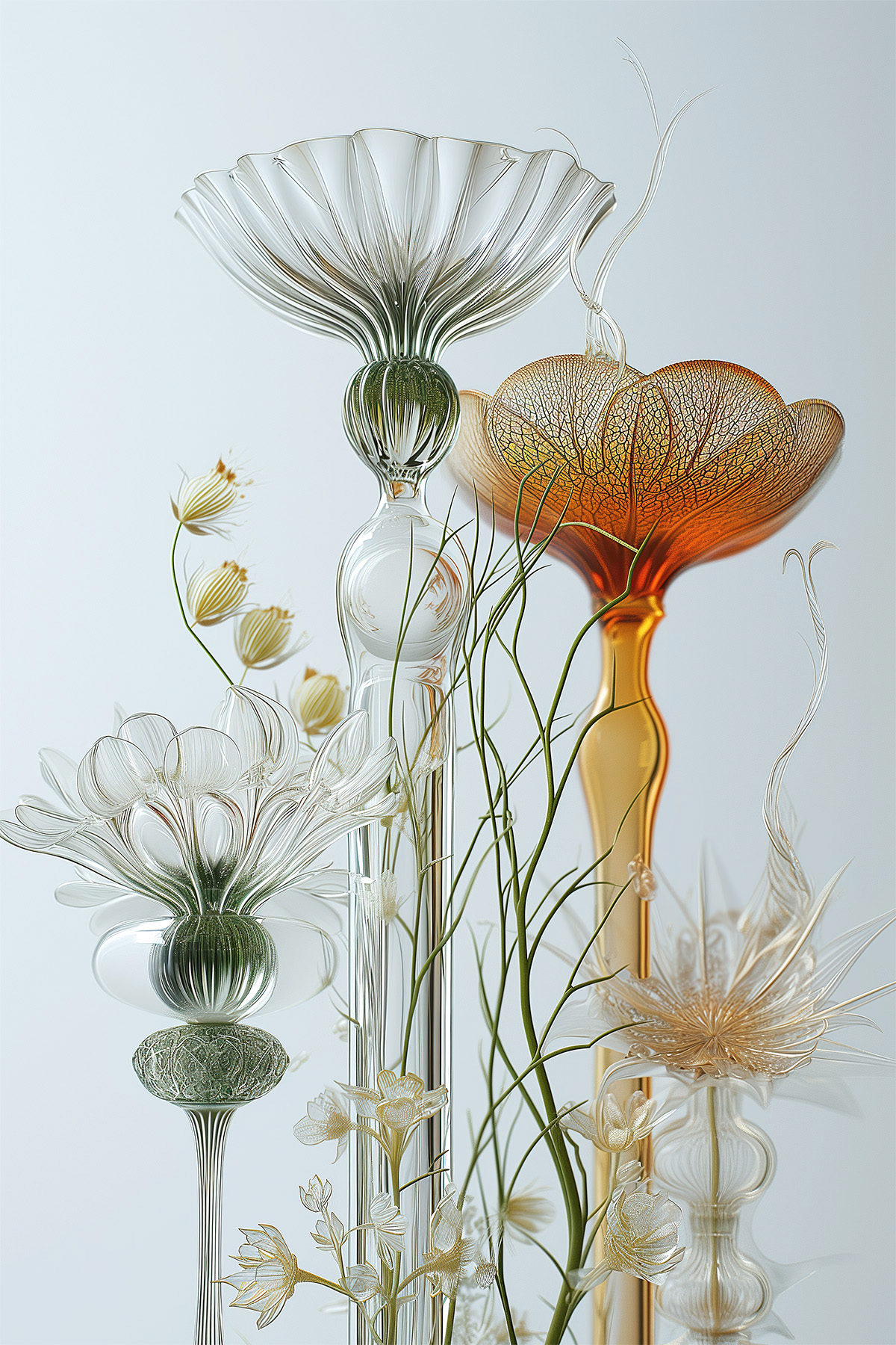 glass flower bouquet still life, iaart using Midjourney, @saatchiart