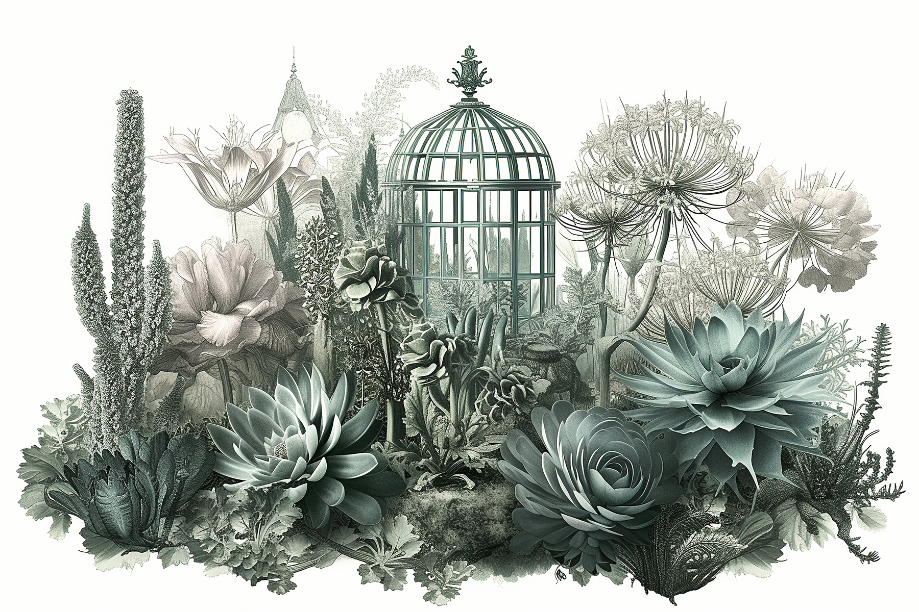 Delicate gardenscape of surreal succulents