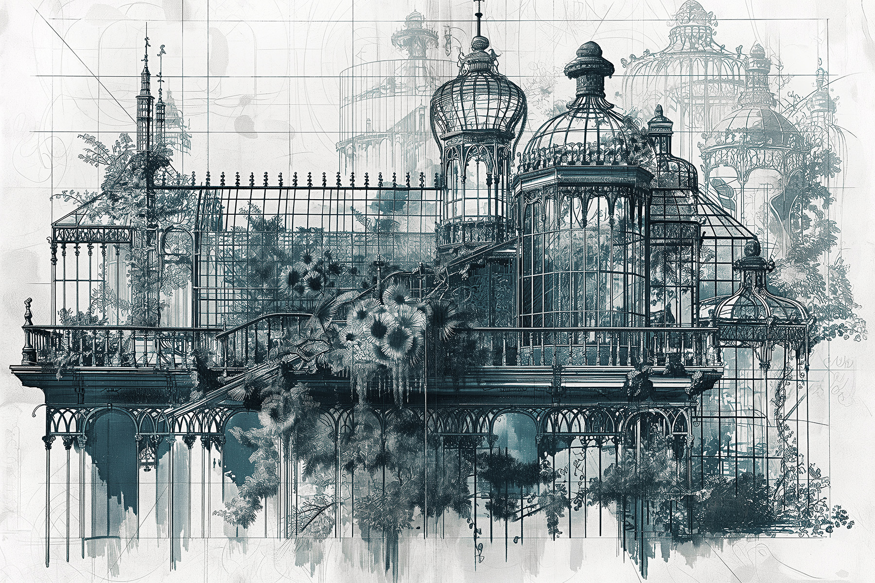 Blueprint of a greenhouse from a lucid dream
