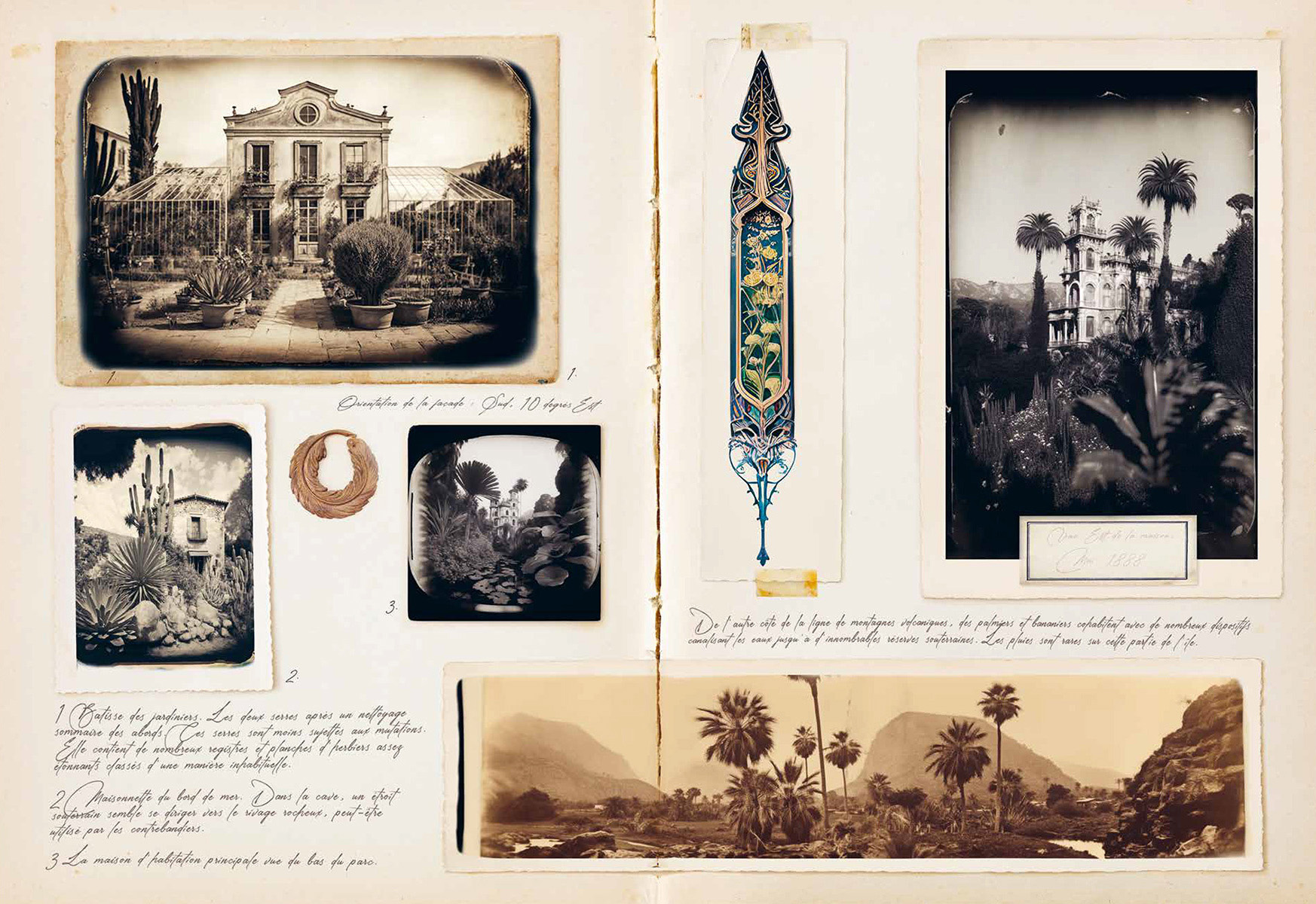 Diary pages of garden, greenhouse