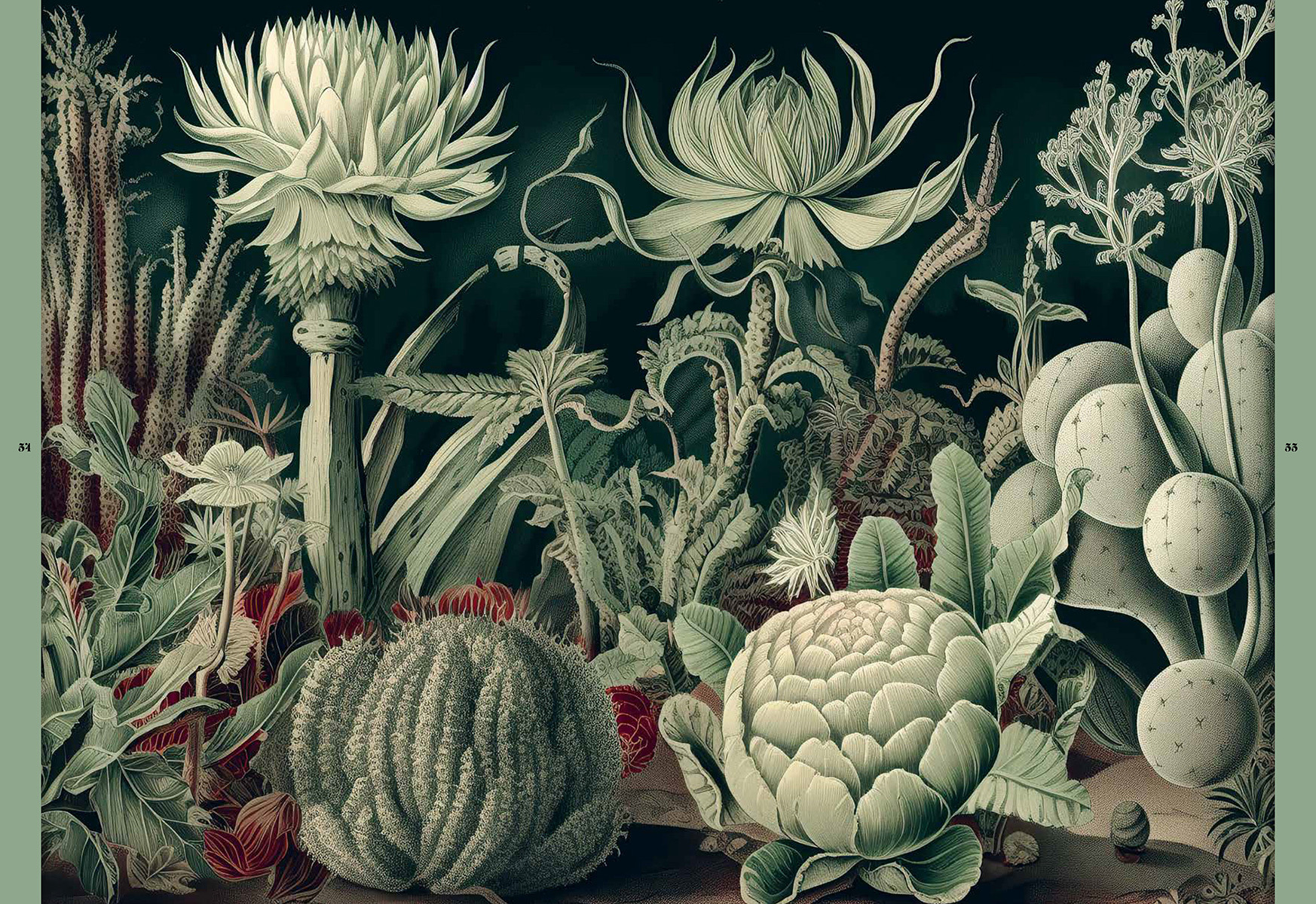 An unreal, fantastic botanical engraving