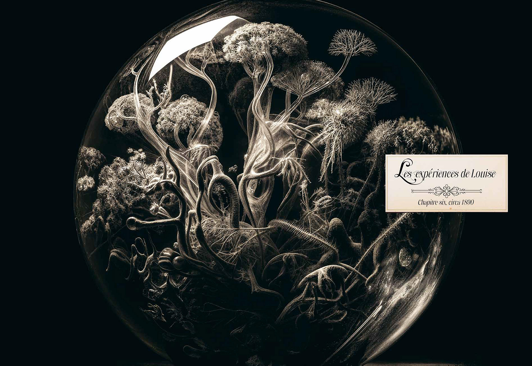 A sulphur glass ball containing strange plants