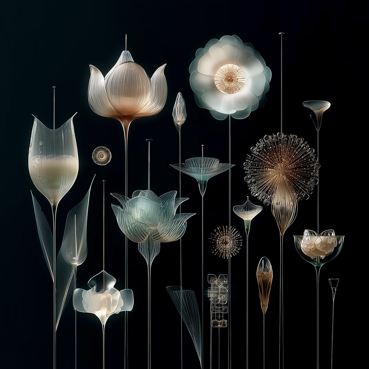Fine and modern glass Glass_flowers_on_black