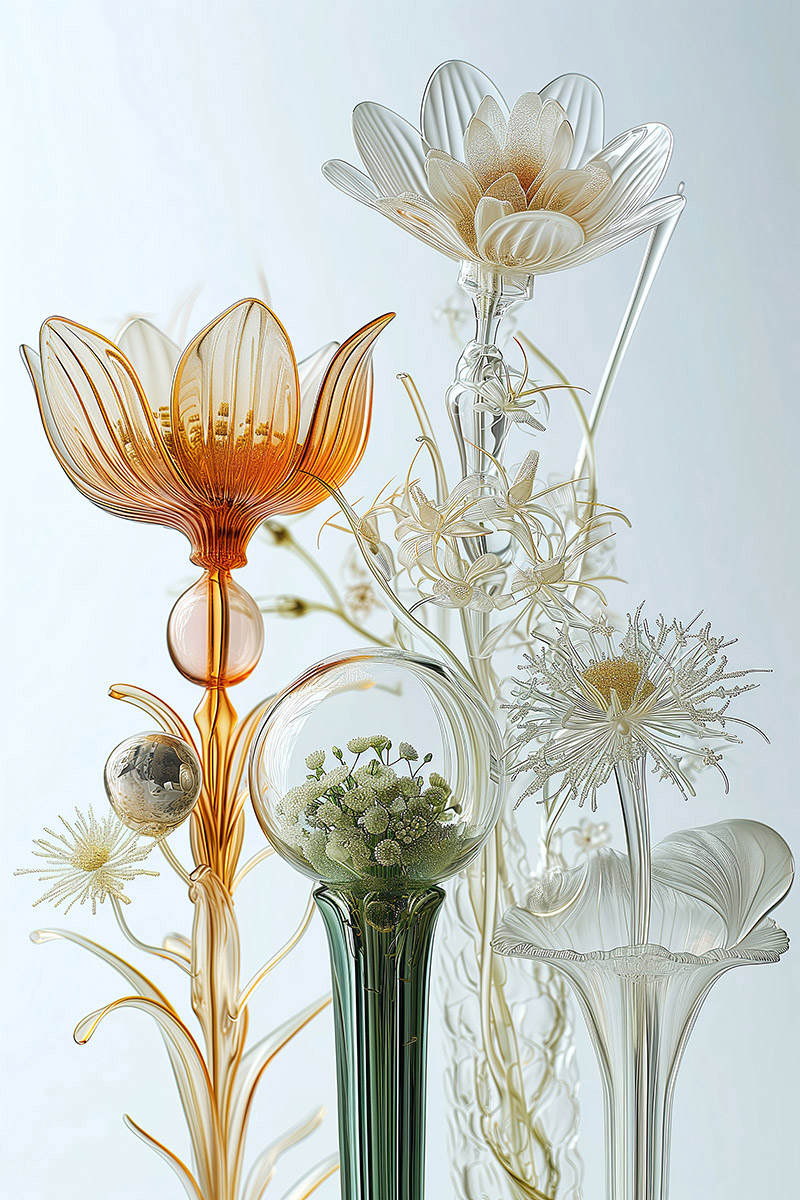 Crystal petals blooming in still purity