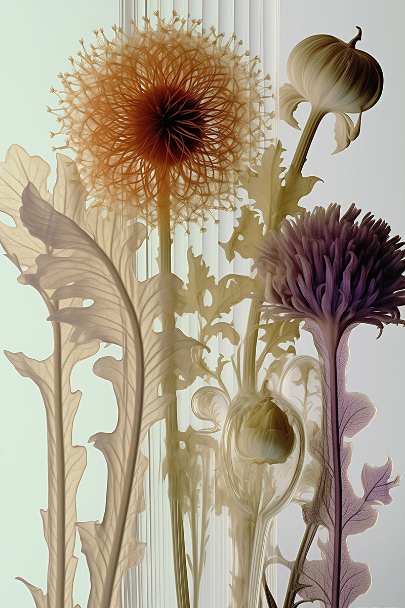 Forgotten botanicals reborn in glass dream