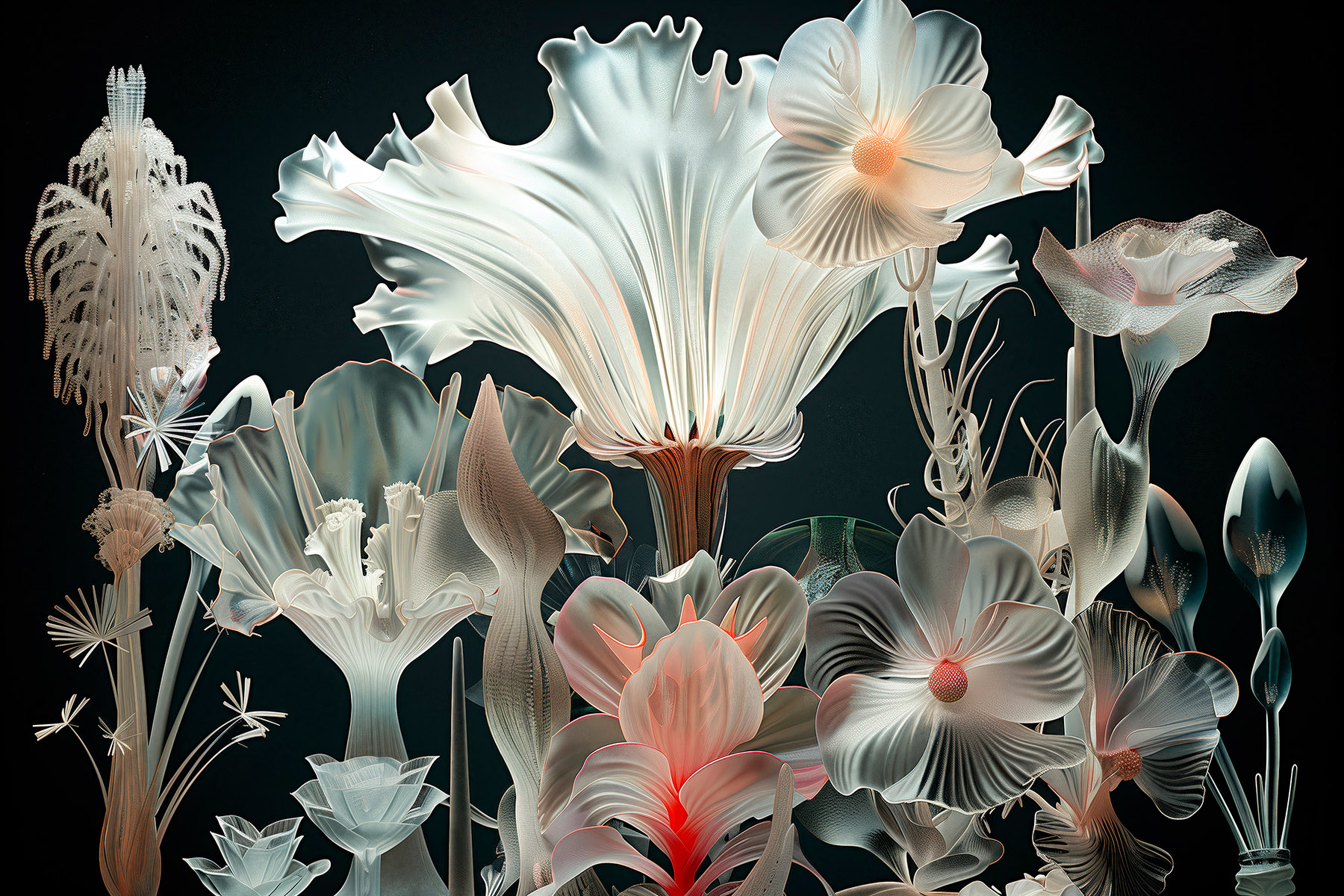 Otherworldly flowers in spectral bloom