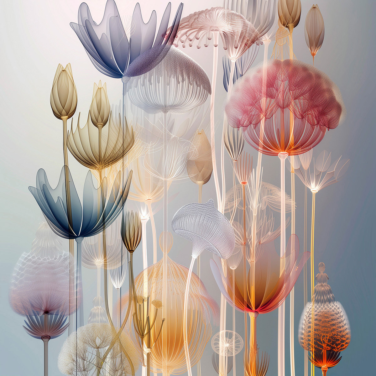 Parametric glass petals in dynamic geometry