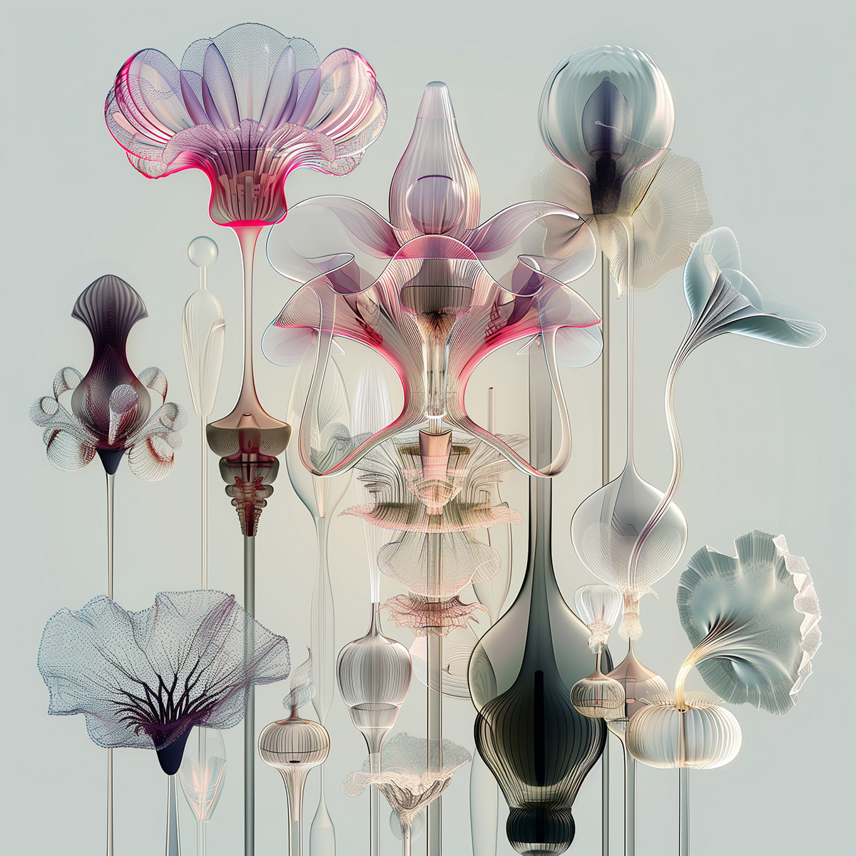 Ghostly blossoms caught in digital light