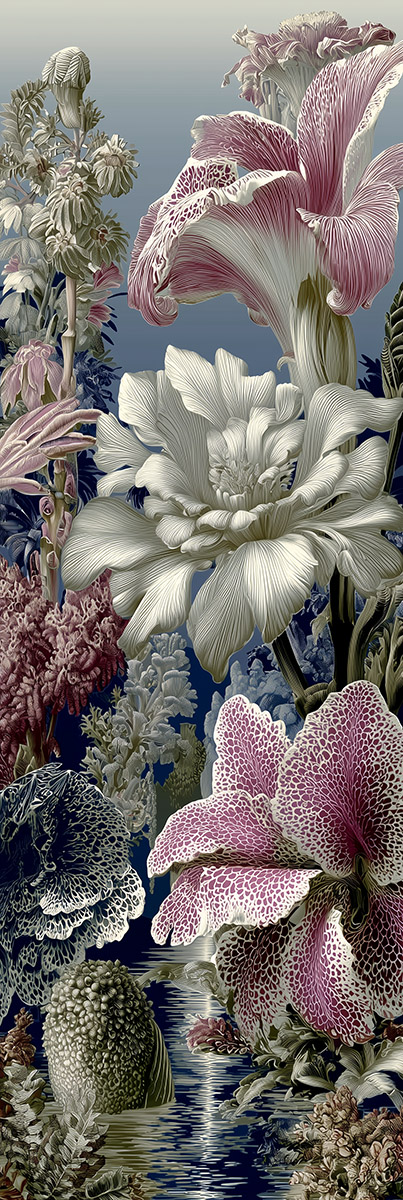 Otherworldly floral landscape, retrofutur scifi inspired