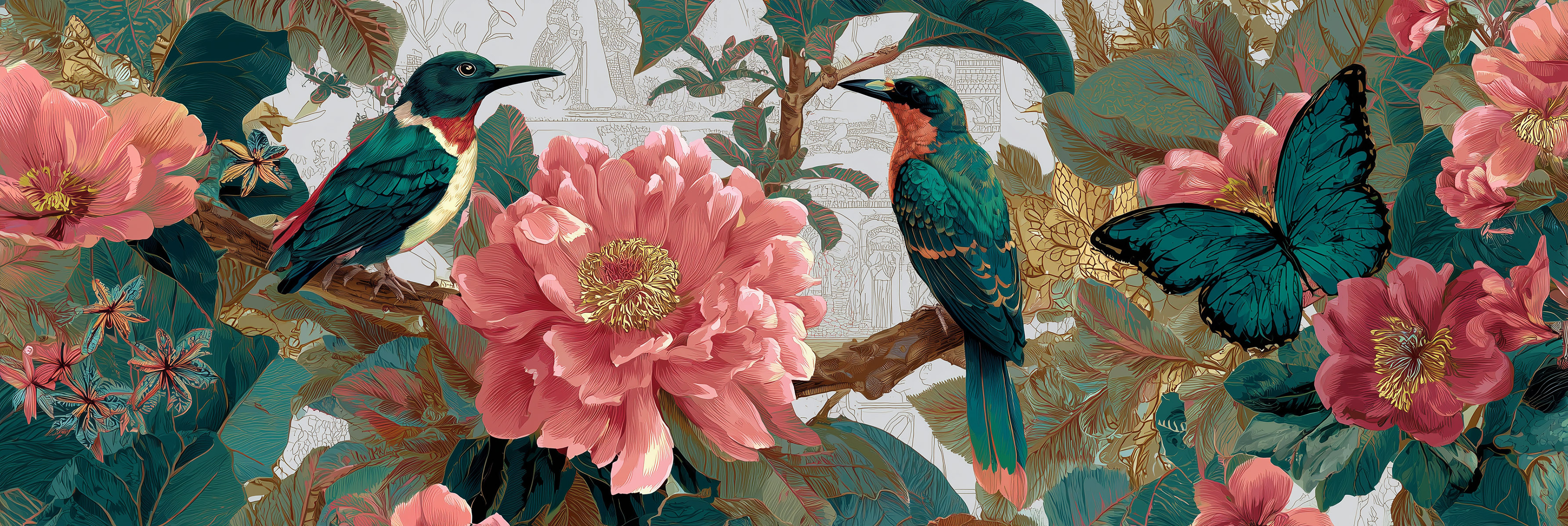 Vivid colors decor for mural, designed for oversized formats