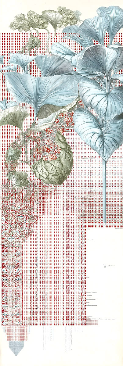 botanical pattern, leaves and flora motif