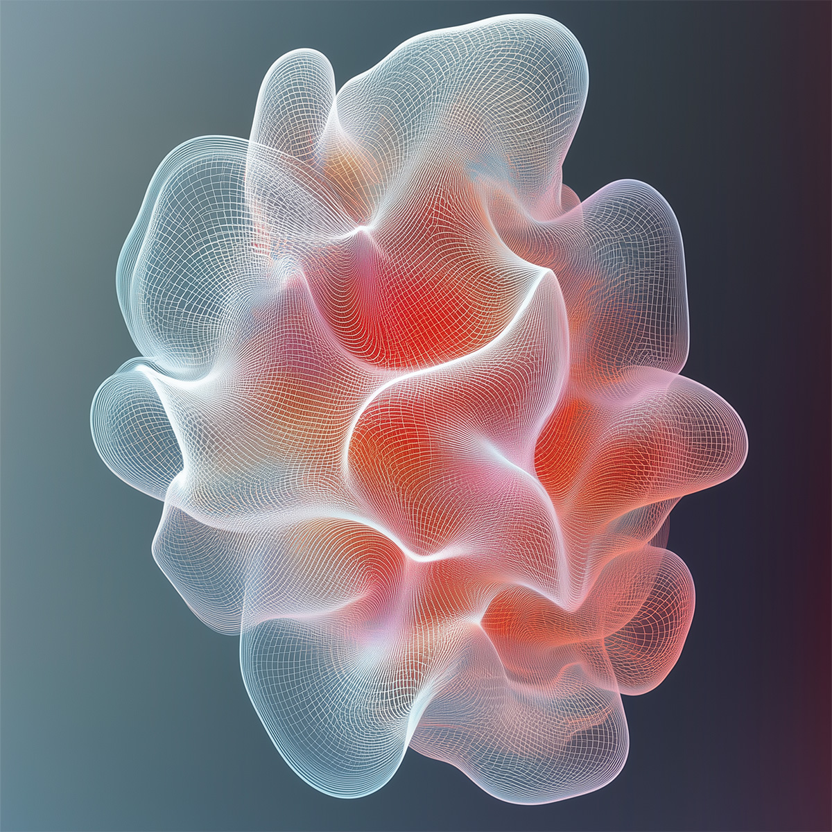Dynamic wireframe chaos suspended in space, a modern digital aesthetic for wall design