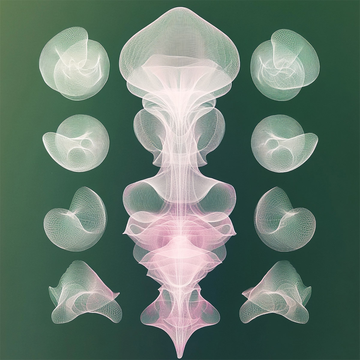 Digital reinterpretation of diatom structures, ideal for contemporary home décor and textile design
