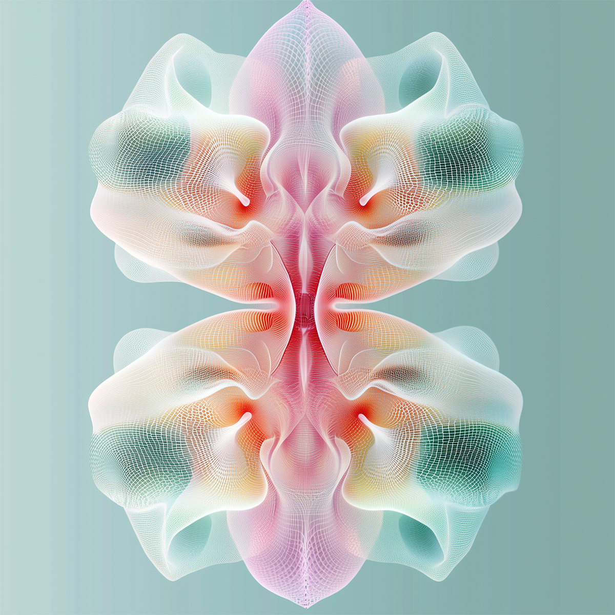 Luminous green abstract pattern bridging organic and digital realms, suited for modern decor