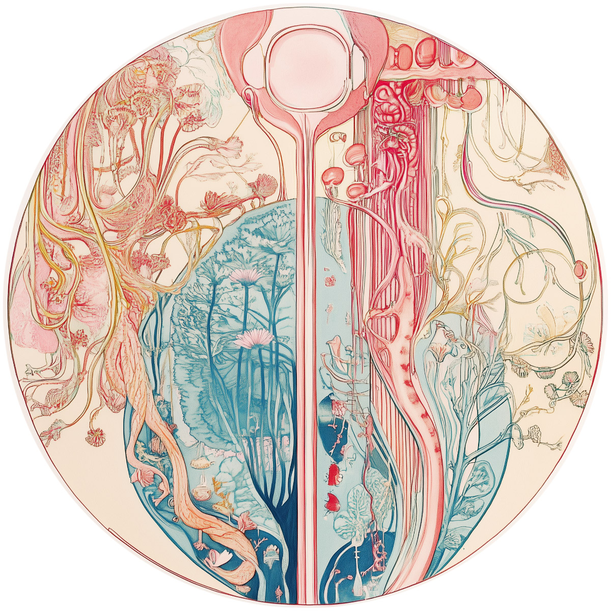 Undersea florascape 3 from 'Nautilus Dream', round plate illustration