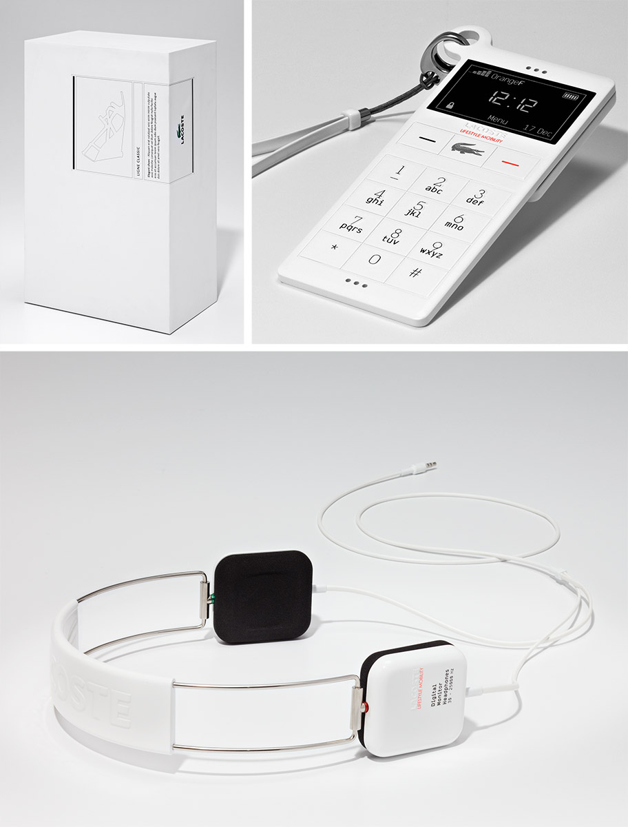 Prototype headphone Lacoste et téléphone mobile 