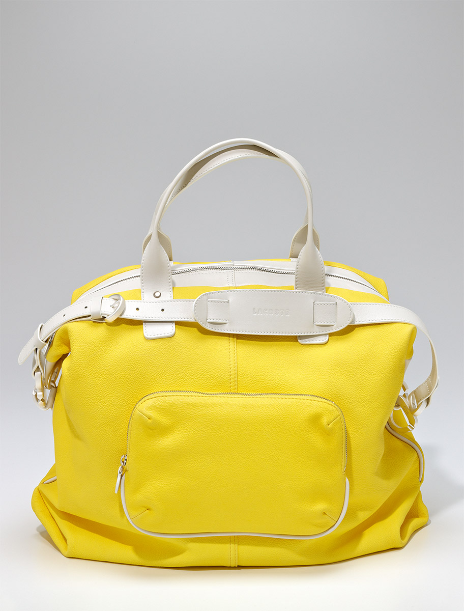 Sac de sport en cuir jaune, Lacoste