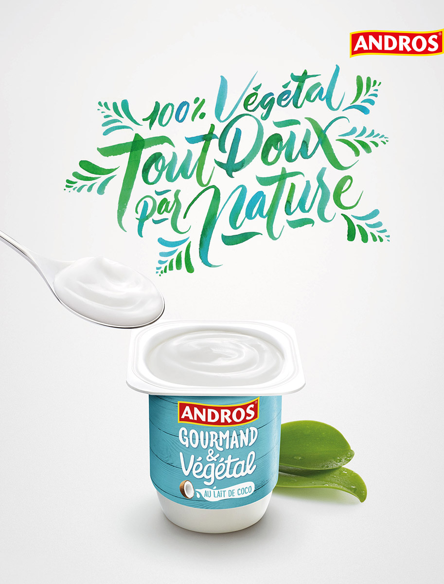 Campagne publicitaire desserts Andros - Gourmand & Végétal, nature 