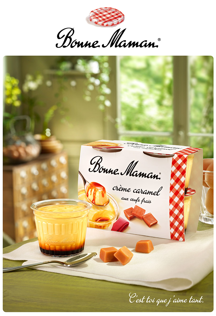 Campagne publicitaire, affichage abribus, Bonne Maman - Crème caramel