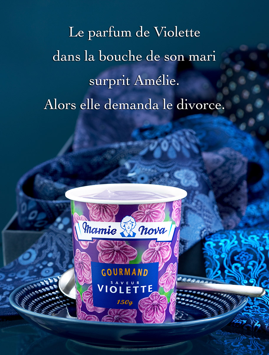 Campagne publicitaire, Mamie Nova - Gourmand, Saveur Violette